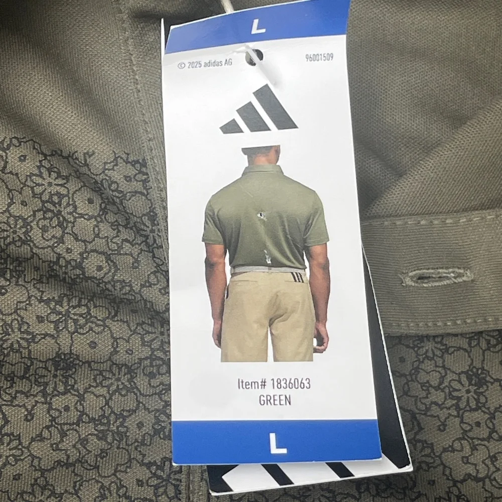 Men's Adidas Green & Black Golf Polo Shirt L NWT